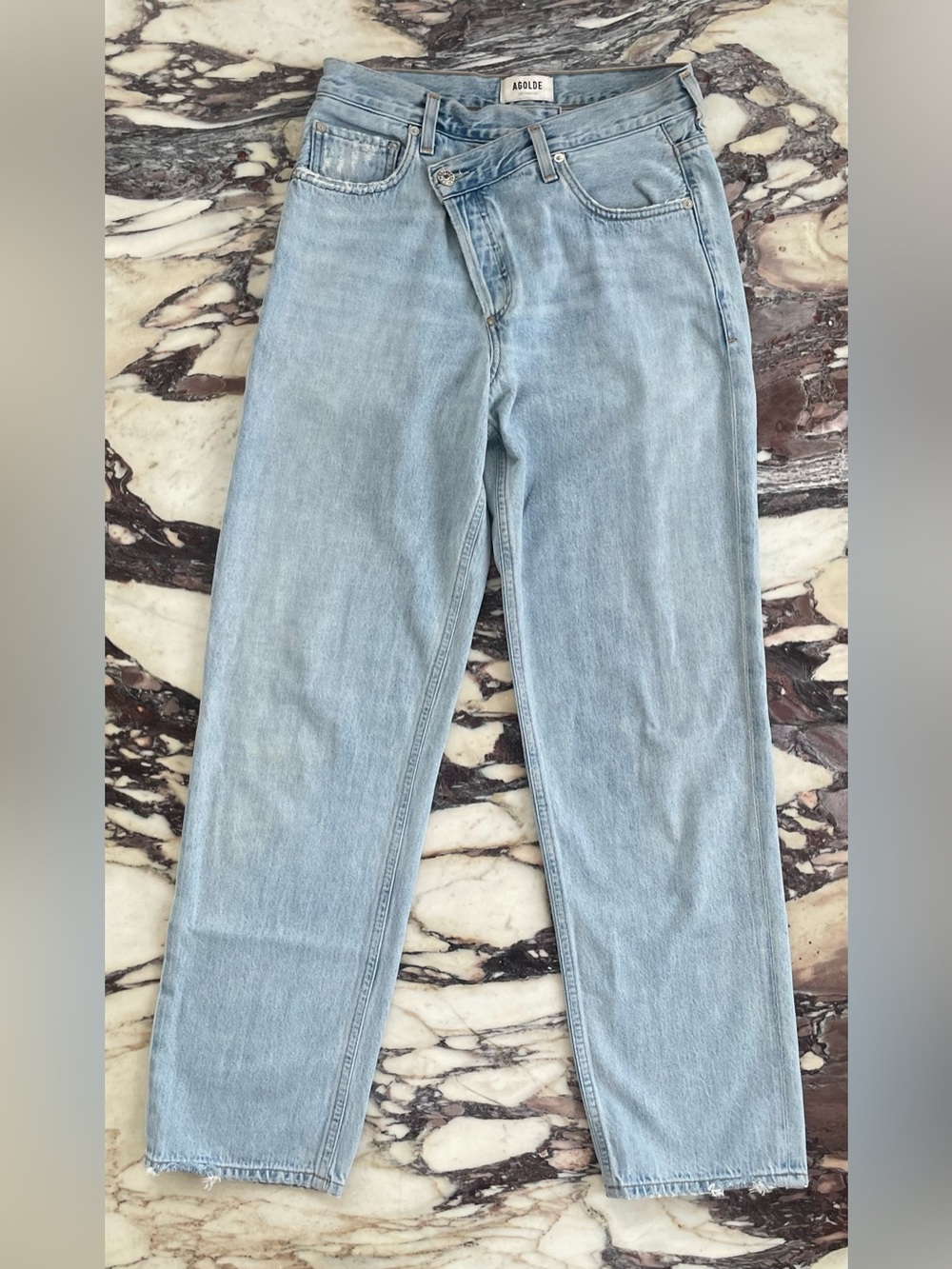 AGOLDE Light Blue Crisscross High-Rise Straight Leg Jeans 25 / 4